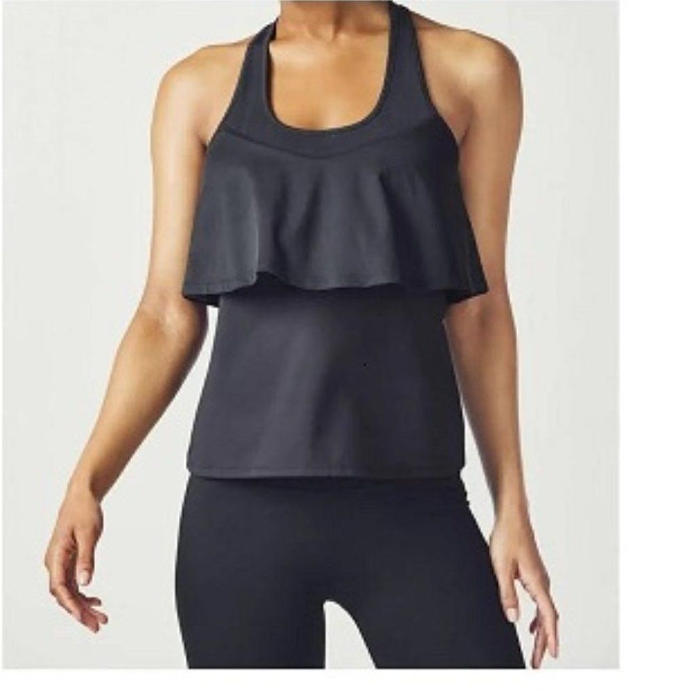 Fabletics Women's Ashlynn Racerback Athletic Top Sports Gym Black Athleisure S